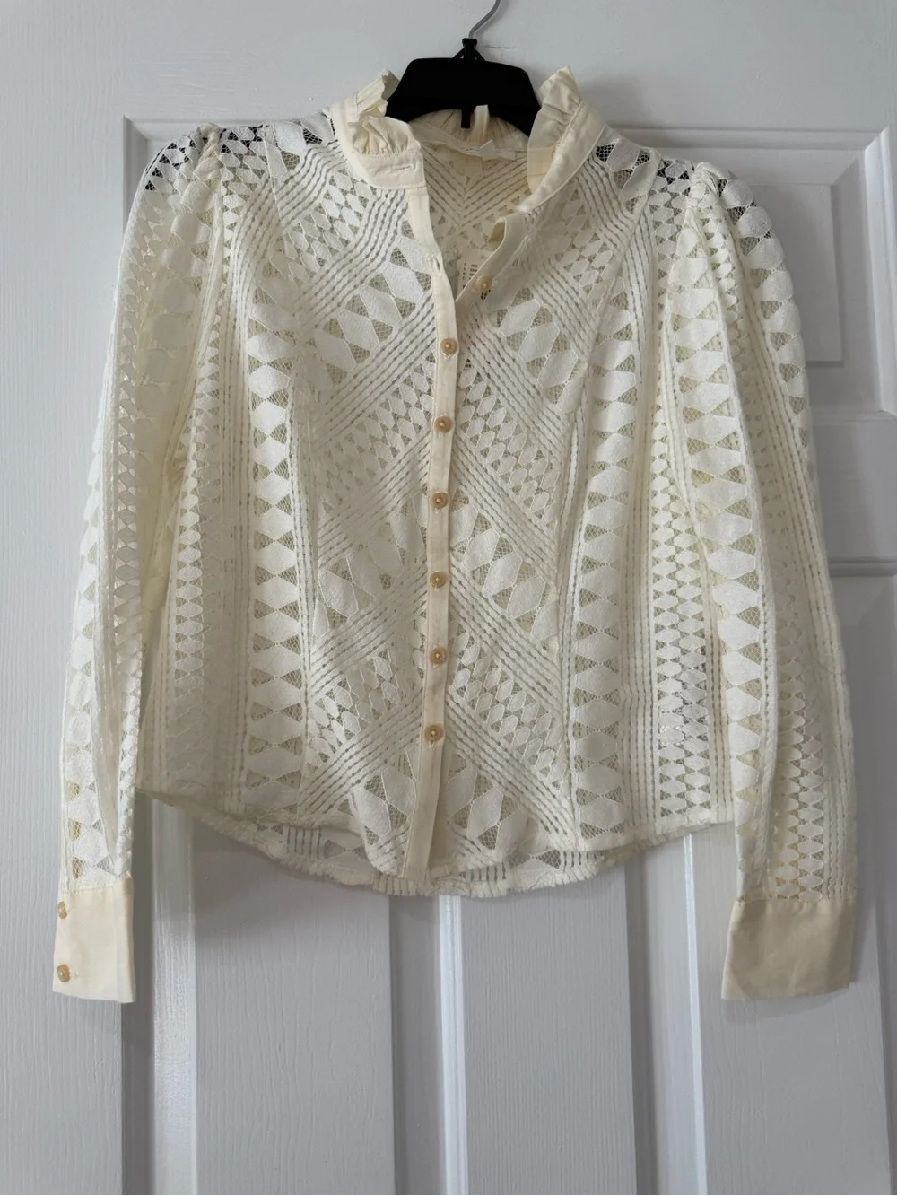 Anthropologie Cream Lace Blouse